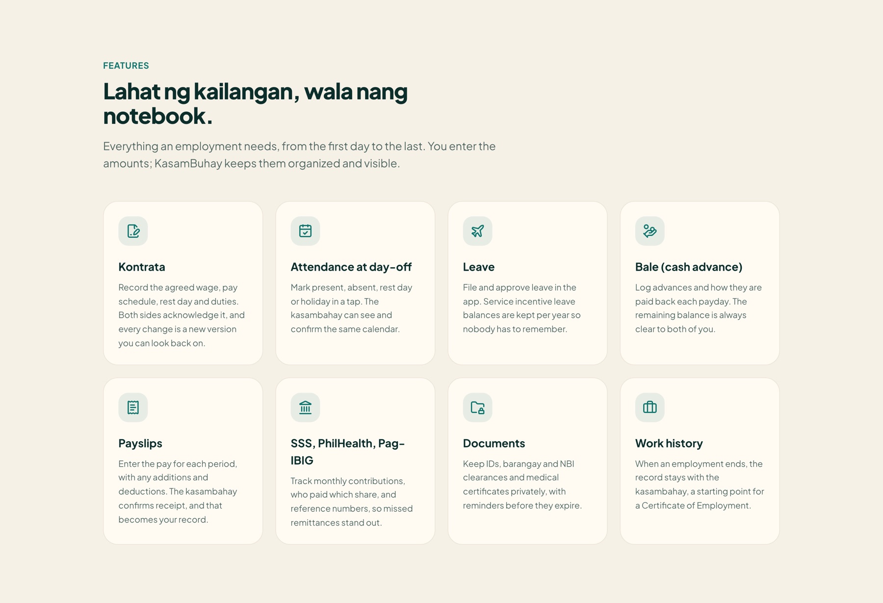 KasamBuhay feature overview