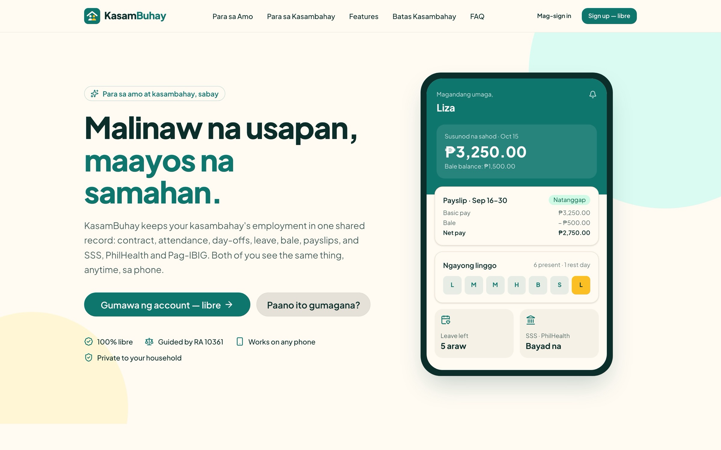 KasamBuhay homepage, desktop