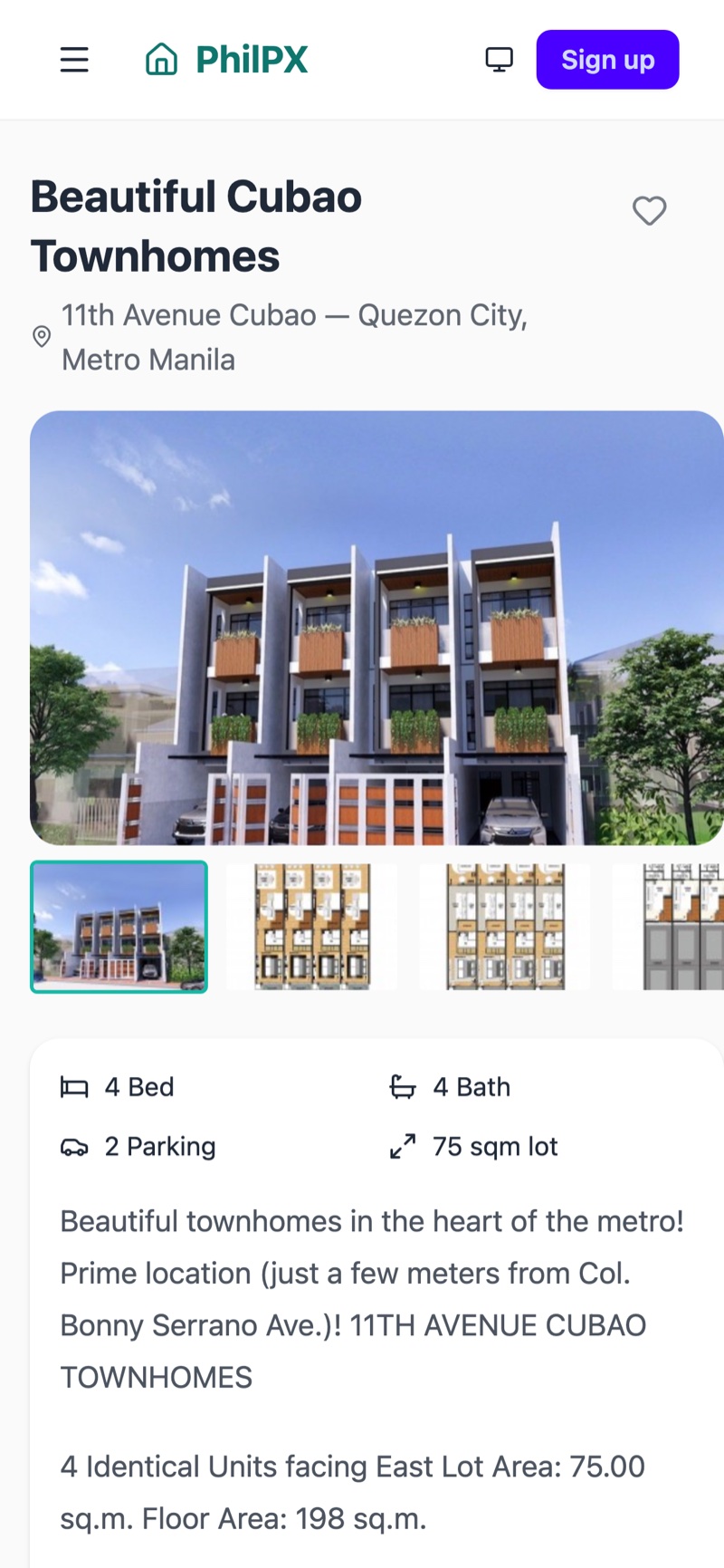 PhilPX listing detail on mobile