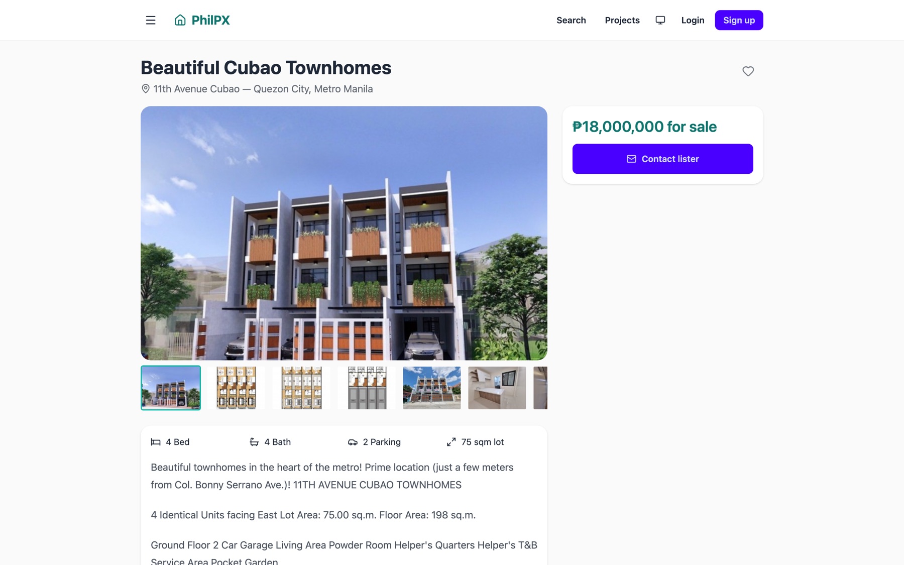 PhilPX listing detail page
