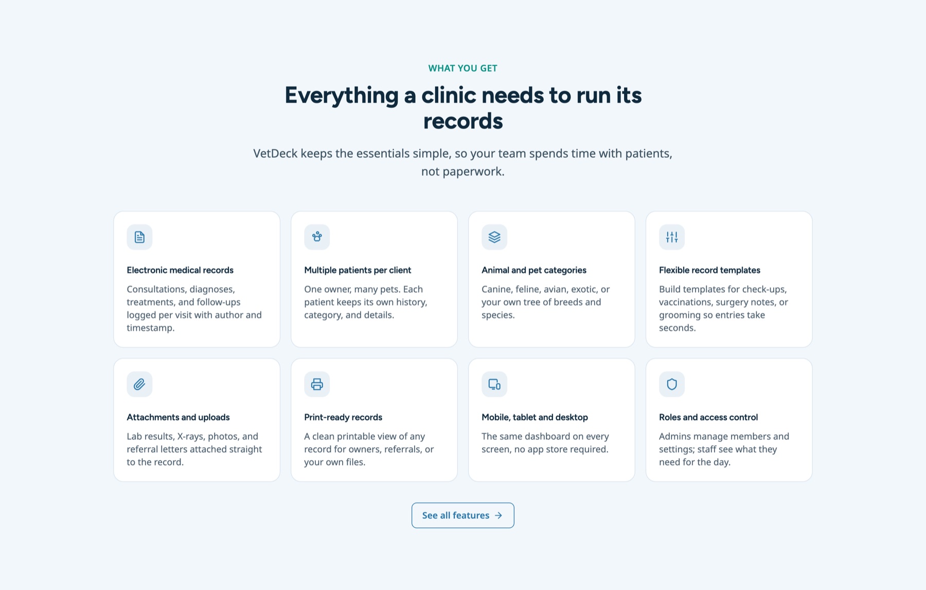 VetDeck feature overview
