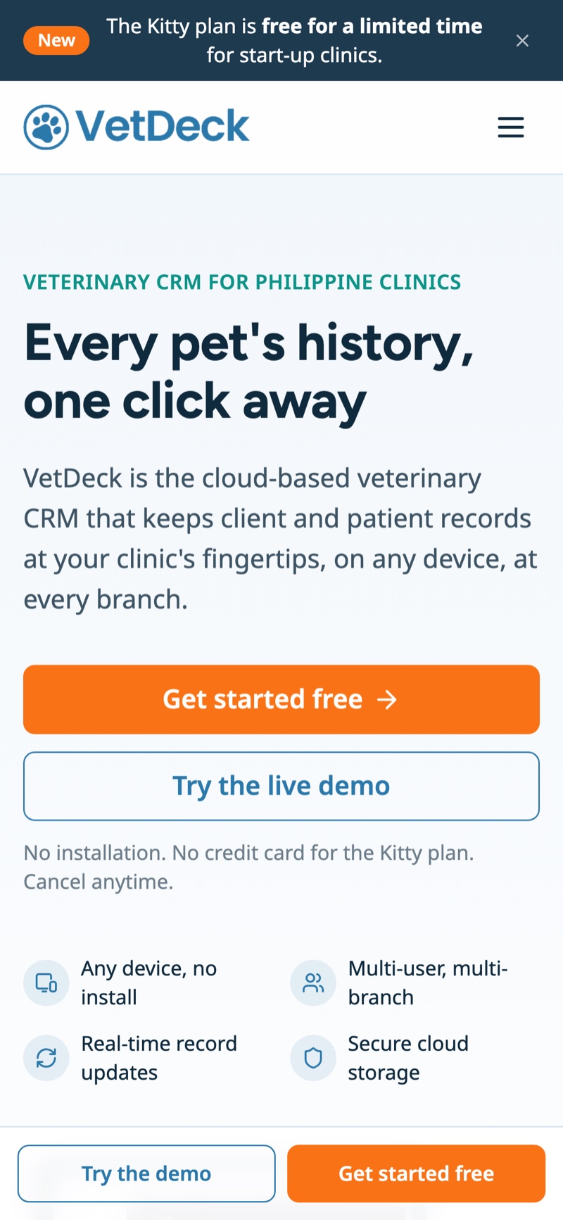 VetDeck on mobile
